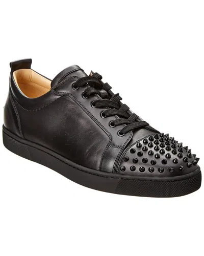 Christian Louboutin Louis Junior Spikes Cap-toe Leather Sneakers In Black