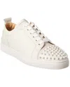 Christian Louboutin Louis Junior Spikes Leather Sneakers In White