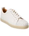 Christian Louboutin Louis Junior Spikes Cap-toe Full-grain Leather Sneakers In White