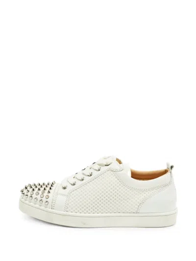 Pre-owned Christian Louboutin Louis Junior Spikes Low-top Sneakers In White