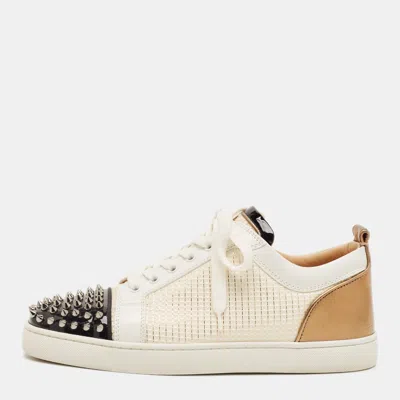 Pre-owned Christian Louboutin Louis Junior Spikes Size 42 Multicolor Fabric Leather And Patent Leather Low Top Sneakers