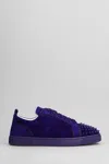 Christian Louboutin Men's Louis Junior Spikes Low-top Suede Sneakers In Jacaranda