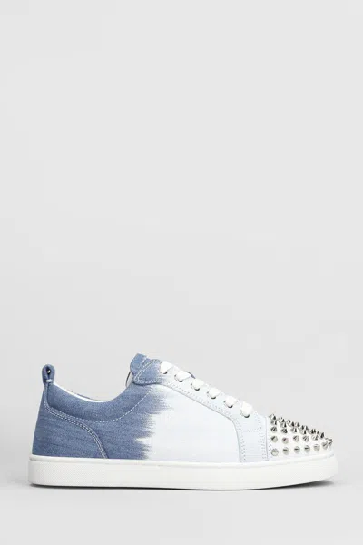 Christian Louboutin Louis Junior Spikes Sneakers In Blue
