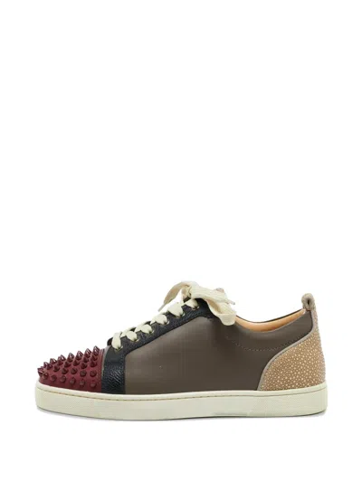 Pre-owned Christian Louboutin Louis Junior Spikes Sneakers In Brown