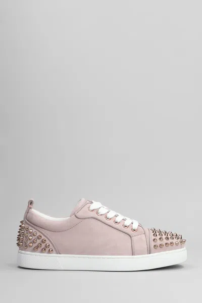 Christian Louboutin Louis Junior Spikes Trainers In Rose-pink Suede