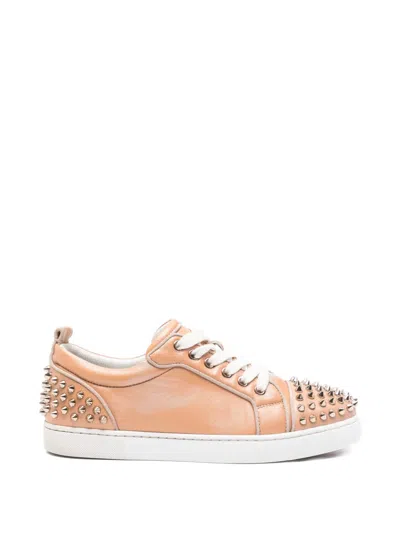 Pre-owned Christian Louboutin Louis Junior Spikes Sneakers In Neutral