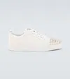 Christian Louboutin Louis Junior Spikes Cap-toe Full-grain Leather Sneakers In White/silver