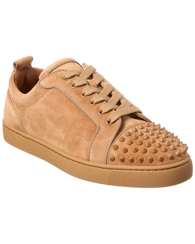 Christian Louboutin Louis Junior Spikes Suede Sneaker In Neutral