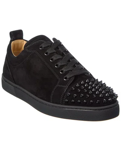Christian Louboutin Louis Junior Spikes Suede Sneaker In Black
