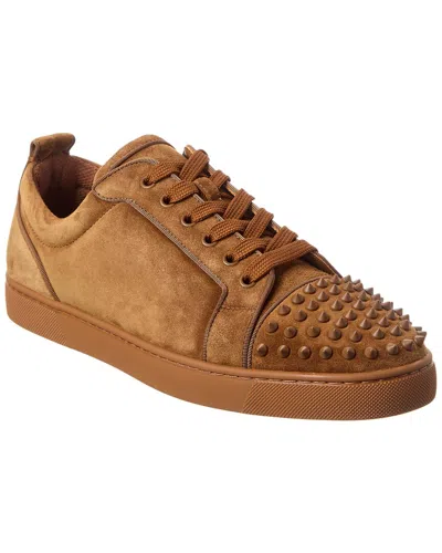Christian Louboutin Louis Junior Spikes Suede Sneaker In Brown
