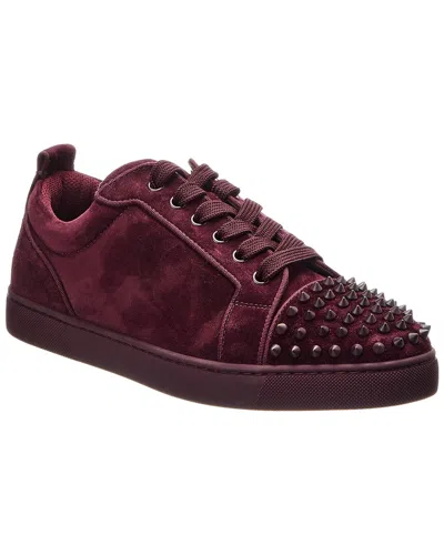 Christian Louboutin Louis Junior Spikes Suede Sneaker In Burgundy