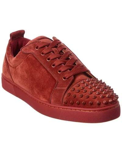 Christian Louboutin Louis Junior Spikes Suede Sneaker In Red
