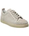Christian Louboutin Louis Junior Strass Eternity Leather Sneakers In White