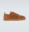Christian Louboutin Louis Junior Spikes Suede Sneakers In Brown