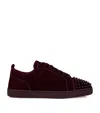 Christian Louboutin Louis Junior Spikes Suede Sneakers In Red