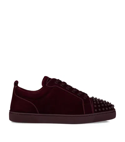 Christian Louboutin Louis Junior Spikes Suede Sneakers In Red