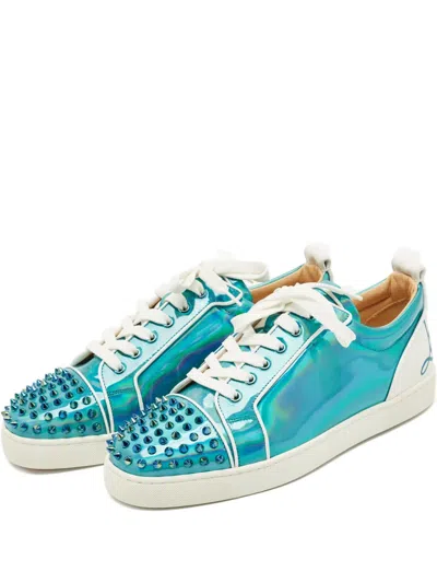 Pre-owned Christian Louboutin Louis Junior Studded Leather Sneakers In Blue