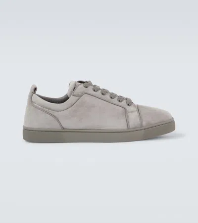 Christian Louboutin Louis Junior Suede Sneakers In Grey