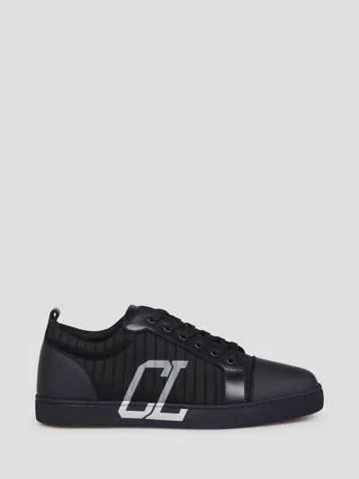 Christian Louboutin Louis Junior Varsimax Leather-trim Sneaker In Blue