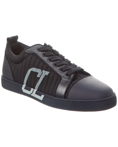 Christian Louboutin Louis Junior Varsimax Leather-trim Sneaker In Black