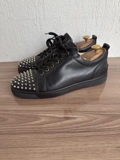 Pre-owned Christian Louboutin Louis Juniour Spiked Sneakers In Black
