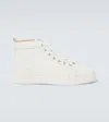 Christian Louboutin Louis Orlato Full-grain Leather High-top Sneakers In Weiss