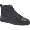 Christian Louboutin Louis Orlato Flat High Top Sneaker In Black-black