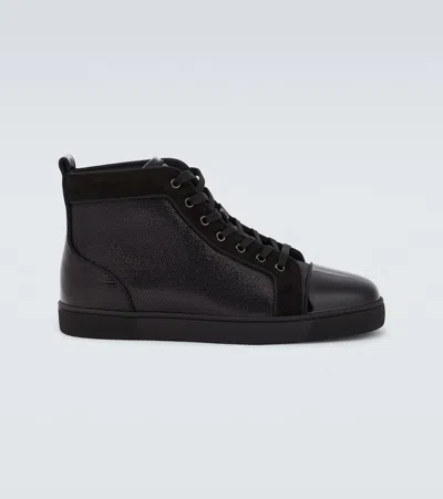 Christian Louboutin Louis Leather High-top Sneakers In Black