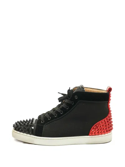 Pre-owned Christian Louboutin Louis Spike-stud Sneakers In Black