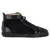 Christian Louboutin Lou Spikes Orlato Studded Leather And Mesh High-top Sneakers In Black