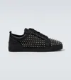 Christian Louboutin Men's Louis Spikes Junior Low-top Sneakers In Black