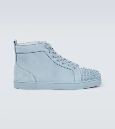 Christian Louboutin Lou Spikes Suede Sneakers In Blue