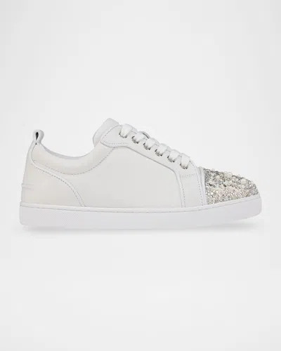 Christian Louboutin Louise Junior Pearly Leather Low-top Sneakers In White