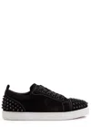 Christian Louboutin Louis Junior Spikes Leather Sneakers In Black