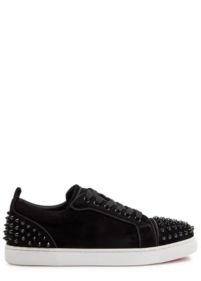 Christian Louboutin Louise Junior Spikes Suede Sneakers In Black