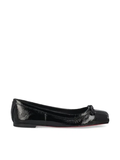 Christian Louboutin Mamadrague Bow Detailed Flat Shoes In Black/lin Black