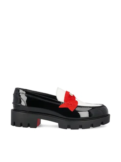 Christian Louboutin Penny Lug Donna Leather Loafers In Vers Multilin Black