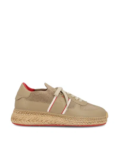 Christian Louboutin Louboutin Sneakers Provencal Man Fabric Beige/desert In Saharienne