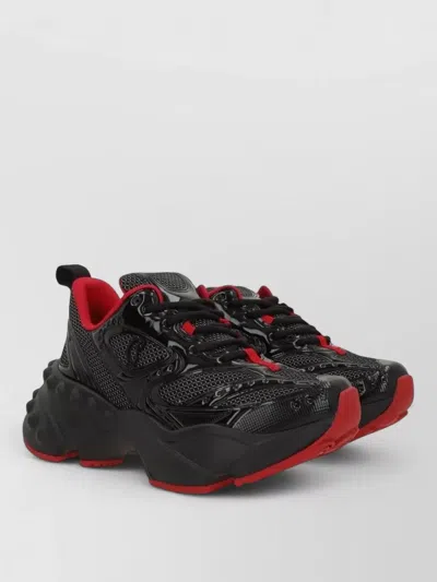 Christian Louboutin Low Top Sneakers Mesh Panels Rubber Sole In Black