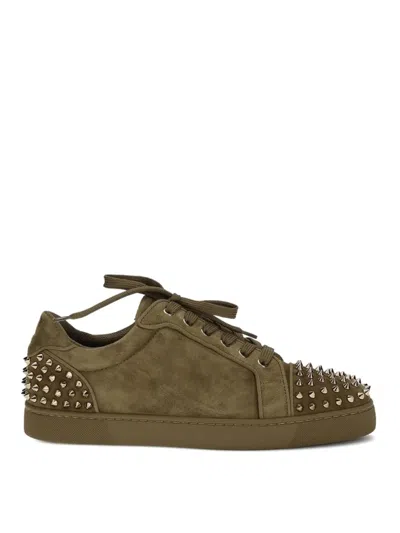 Christian Louboutin Low Top Sneakers With Rivets In Green