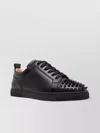 Christian Louboutin Louis Junior Spikes Cap-toe Leather Sneakers In Black
