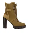 Christian Louboutin Macademia Suede Lace-up Boots 100 In Green