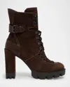 Christian Louboutin Macademia Suede Lace-up Boots In Cosme