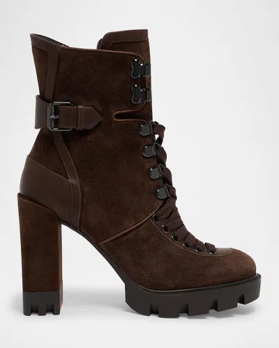 Christian Louboutin Macademia Suede Lace-up Boots In Cosme