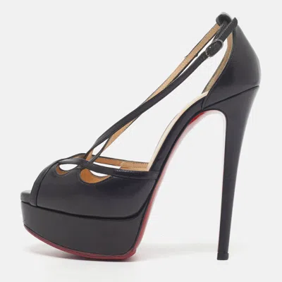 Pre-owned Christian Louboutin Madalena Size 35 Black Leather Platform Pumps