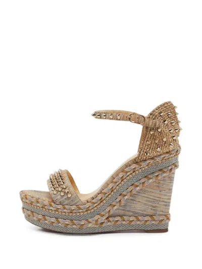 Pre-owned Christian Louboutin Madmonica Espadrilles In Neutral