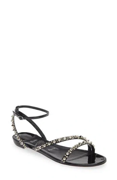 Christian Louboutin Mafaldina Spikes Ankle Strap Sandal In Black
