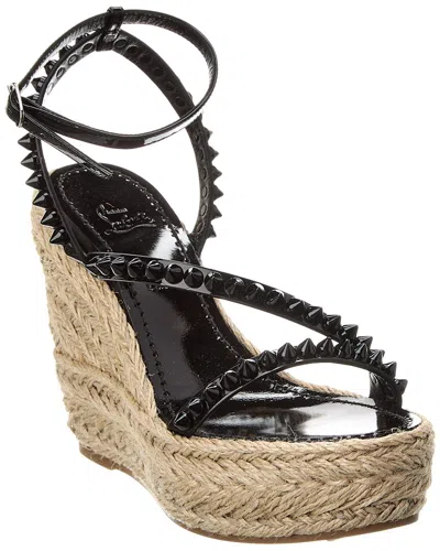 Christian Louboutin Mafaldina Zeppa 120 Leather Wedge Sandal In Black