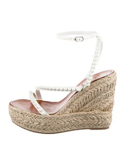 Pre-owned Christian Louboutin Mafaldina Zeppa Spike Accents Espadrilles In Pink