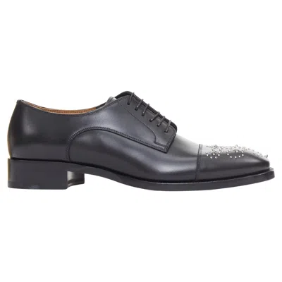 Pre-owned Christian Louboutin Maltese Black Silver Stud Toe Lace Derby Brogue Eu42.5